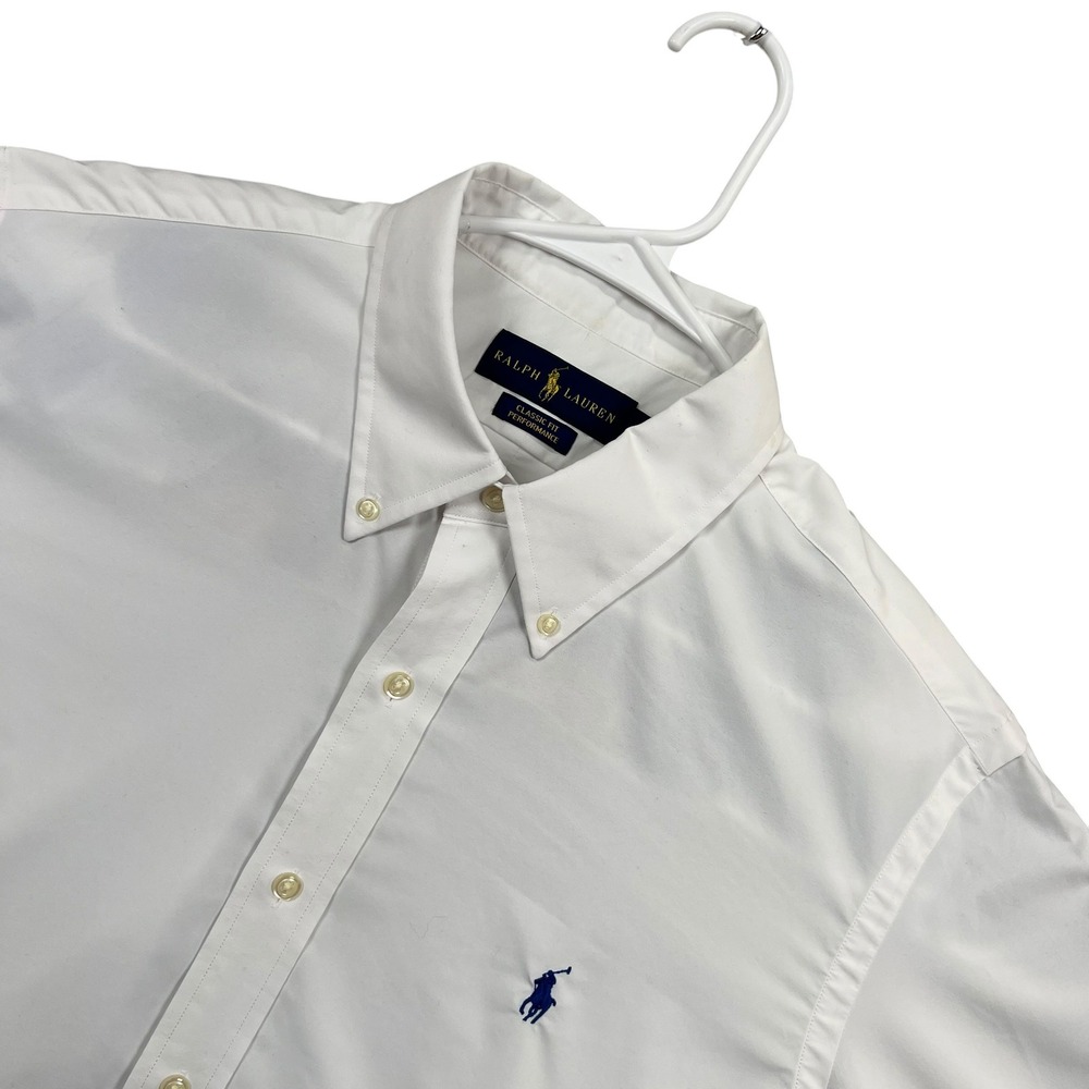 Ralph Lauren Button Down Shirt Mens LG White Classic Fit Preppy Old Money Pony